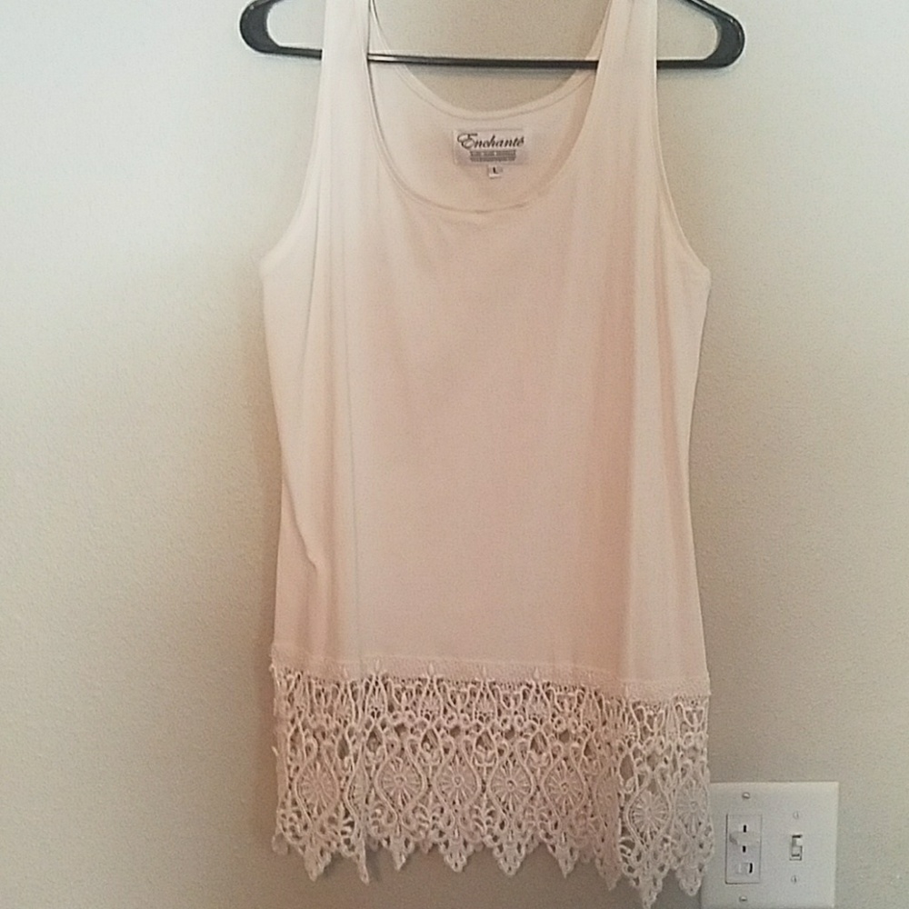 Lace extender sleeveless knit top